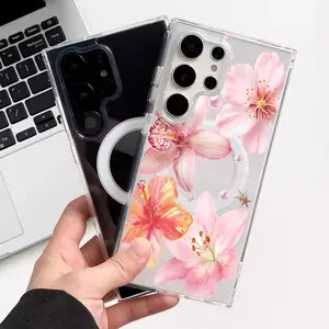 Lily Print Clear Case For  GalaxyS25/ S24/S23/S22 S24+/S23+/S22+Ultra FE Plus all inclusive anti fall phone case Protection Cover shock poof case Screen Protector Casin-51YKLSX-24