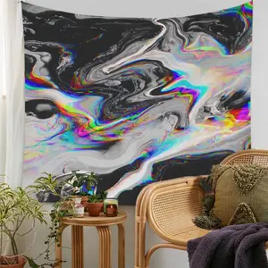 Colorful Gouache Tapestry, 1 Count Natural Landscape Pattern Hanging Tapestry, Wall Hanging Decor Swirl Tapestry for Home Living Room Bedroom