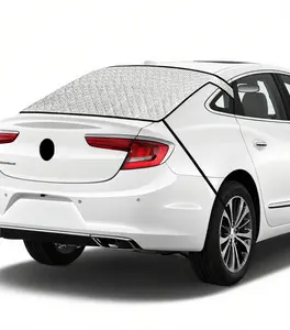 Car Rear Windshield Cover 4-Layer Waterproof Back Window Protector for Ice Snow Sun UV-Proof Rays Dust Winter Hail Frost Shield with Windproof Strap Fits Most Sedans SUV Car Accessories