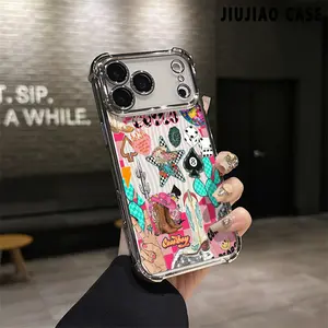 Western cowboy boots disco ball Pattern Aesthetic Electroplated TPU Casing For iphone 17 PRO MAX Air 16 Pro Max PLUS 15 14 13 12 11 Four Corners Anti-Fall Transparent Casual Soft Silicone Phone Cases