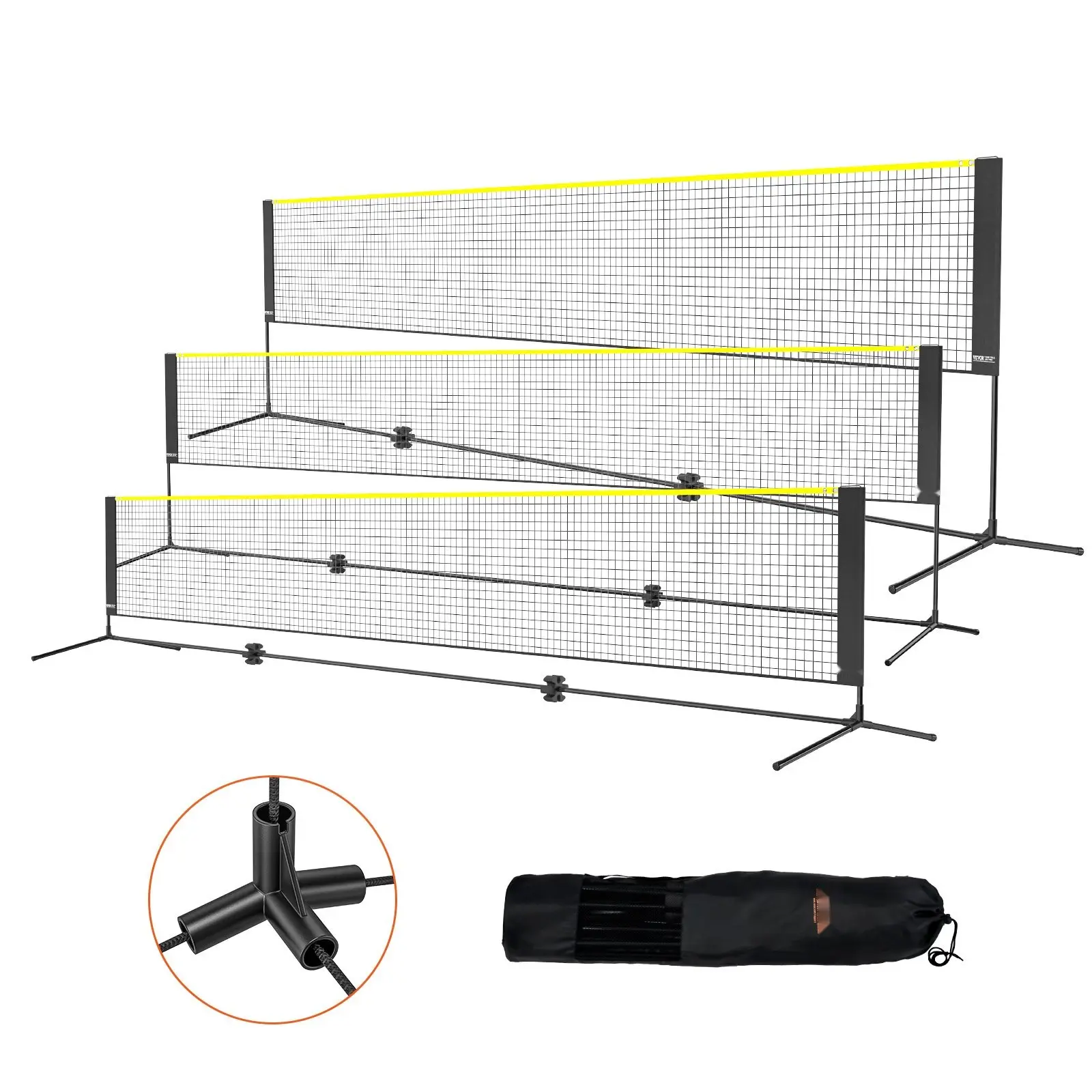 Badminton Net, Height Adjustable Volleyball Net, 17-Foot Wide Foldable Pickleball Net, Portable Easy Setup Tennis Net Set With Poles, Stand And Carry Bag, For Kids Backyard Game Indoor Outdoor Use