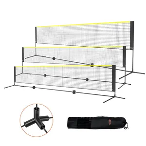 Badminton Net, Height Adjustable Volleyball Net, 17-Foot Wide Foldable Pickleball Net, Portable Easy Setup Tennis Net Set With Poles, Stand And Carry Bag, For Kids Backyard Game Indoor Outdoor Use