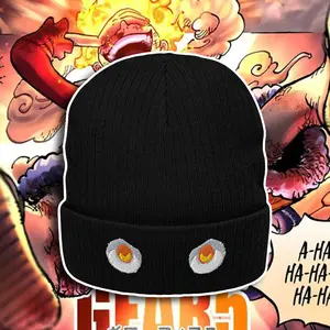 Gear 5 Eyez Logo Ribbed Knit Beanie - Double Layer, 100% Acrylic, Cuffed, 8.27" Length