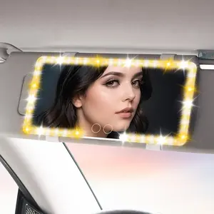 Integrated Makeup Mirror for Car Sun Visor, with Dual Buttons and Multiple LED Lighting Modes, Smart Makeup Touch-up Mirror, Accessory for Car Interiors
