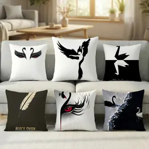 movie elegant dark Black Swan Pillow Case new style printing Pillowcase Anti-dustmite Invisible zipper silky short plush Sofa cushion cover polyester microfiber queen king bed home