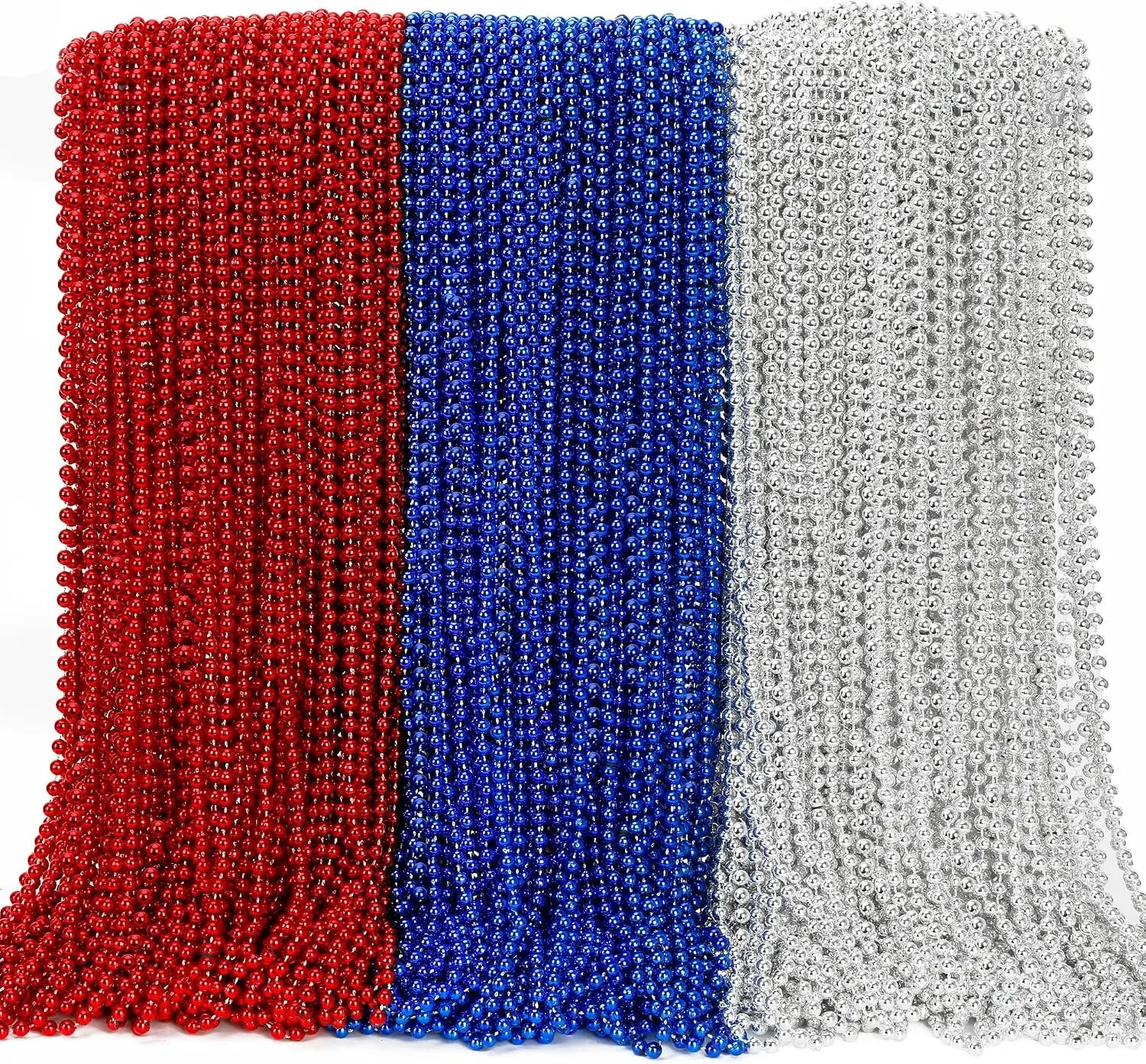 240PCS 4th of July Beads Party Favors Independence Day Beads Toy Necklace Accessories Red Blue Silver Bulk Beads for Patriotic Parade Party Celebration Supplies