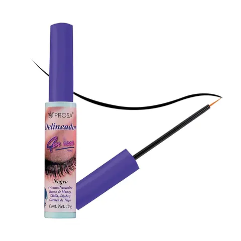 Prosa PRO Liquid Eyeliner Purple Top Ultra-Pigmented 4in1 Black.35oz Waterproof Long Lasting Formula Super Volume Mascara Growth Oil Makeup (PURPLE TOP EYELINER)