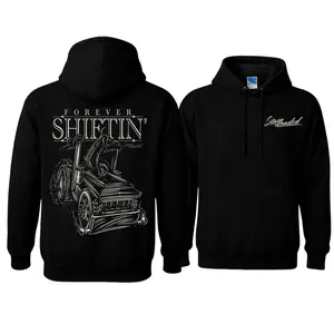FSD Racing Stay Loaded Hoodie with 2 Sides Graphic, Back Forever Shiftin Chrome Semi Truck and Gear Shifter Artwork, Front Stay Loaded Script Logo, Soft Cotton Blend Hoodie, Streetwear for Men and Women, Gift for Truckers and Diesel Enthusiasts