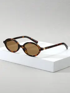 Women's Oval Metal Frame Glasses, Leopard Pattern Eyeglasses, Trendy Casual Eyeglasses, Street Fashion College Style, Lightweight Comfortable Design, Perfect for Back-To-School Wear