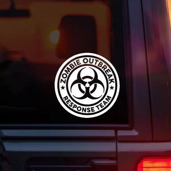Zombie Outbreak Response Team Vinyl Car Decal – Funny Apocalypse Survival Sticker for Car Window Laptop Tumbler – Horror Movie Inspired Zombie Hunter Humor Decal