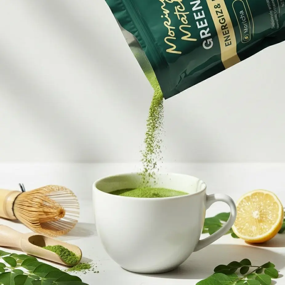 Moringa Matcha Vitality Powder – Plant-Based Green Tea for Daily Energy, Supports Gut Health, Boosts Immunity, Improves Focus & Fights Fatigue Naturally