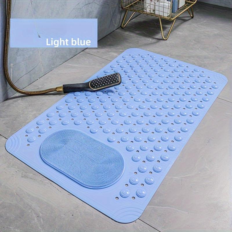 1pc non-slip shower mat, bathtub mat with drain holes and suction cups, foot massage shower rug, home bathroom, bathroom necessities.