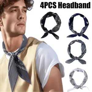 4 Pack 21" x 21" Large Bandanas for Men & Women, Multi-Purpose Bandana Headbands, Square Head Scarf ﻿