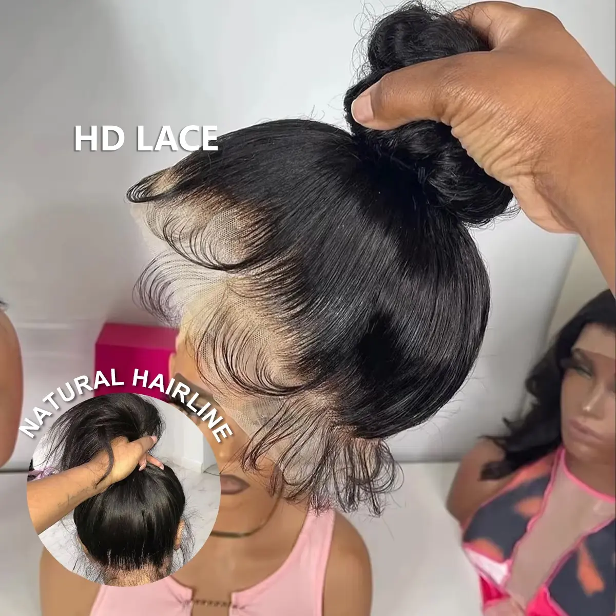 HD 360 Full Lace Wig Human Hair Pre plucked HD Lace Wig 13x6 Human Hair Wigs 36 inch Bone Straight Lace Frontal Wig For Women 180% Density Pre Plucked SummerVibes