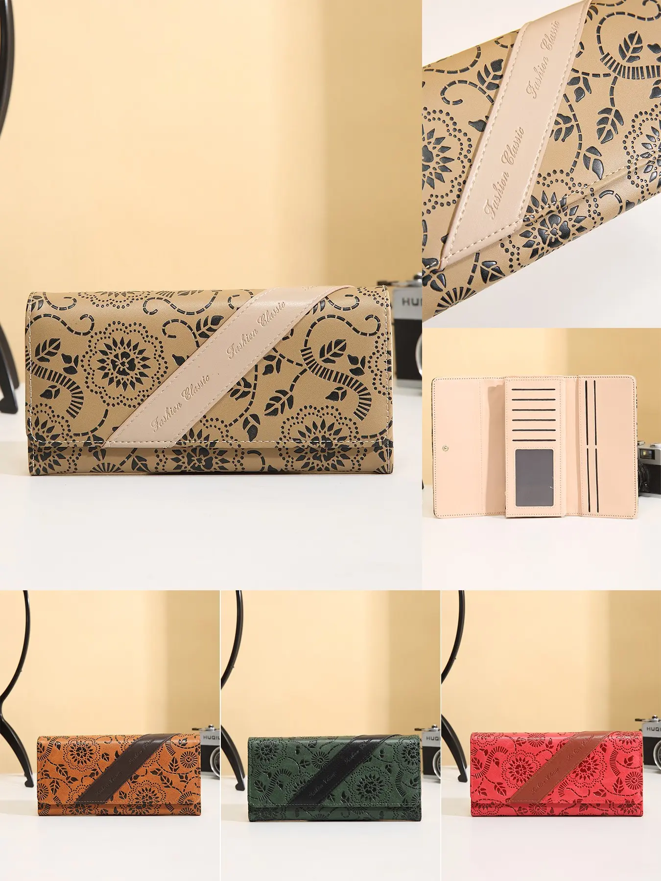 Women's Floral Print Wallet Envelope Design Long Wallet Colorblock Elegant Large Capacity Multi-Card Slots Coin Purse Document Holder Handbag