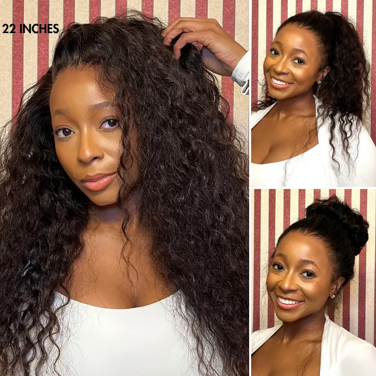 LUVME 360 Lace Water Wave Flexi-Fit Invisi Drawstring Cap Long Curly Wig Pre-Cut Lace