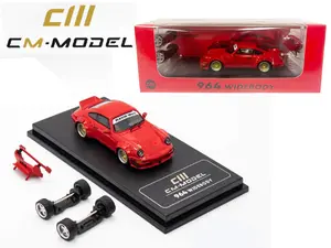 CM-MODEL Porsche 964 Widebody Red Die Cast Model Car - 1:64 Scale diecast