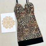 【Black Friday】Women's Leopard-Print Bodycon Shapewear Dress with Adjustable Straps, Above-the-Knee Fitted Style for Casual Year-Round Wear