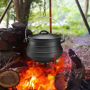 Cast Iron Pot Outdoor Camping With Legs Large Stew Fire Pot Campfire Party South African Pot
