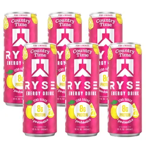 Ryse Protein Energy Drink Pink Lemonade, 12oz Cans, 6-Pack