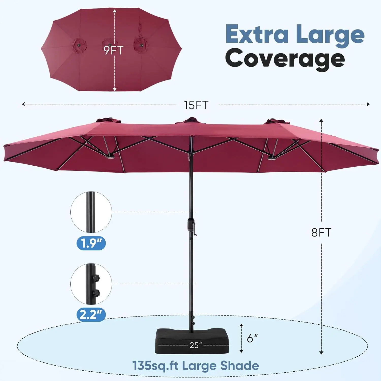 15FT Rectangle Patio Umbrella with Base Included, Extra Large Outdoor Table Umbrella with 12 Ribs, Heavy Duty Sun Shade for Backyard, Pool & Deck #PatioUmbrella - TikTok Shop 15FT Rectangle Patio Umbrella with Base Included, Extra Large Outdoor Table Umbrella with 12 Ribs, Heavy Duty Sun Shade for Backyard, Pool & Deck #PatioUmbrella - TikTok Shop