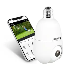 Jarnex 4MP Bulb Home Security Camera - 5G & 2.4GHz WiFi, 360° Wireless Outdoor/Indoor, Color Night Vision, 2-Way Audio, Siren Alarm, Compatible with Google and Alexa, Smart Home Monitoring Security Camera