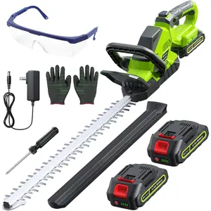 20'' Hedge Trimmer with Battery, 3000RPM Bush Clipper with 2pcs 2000mAh Batteries, 180° Rotatable Head, 2/3'' Blade Gap Green
