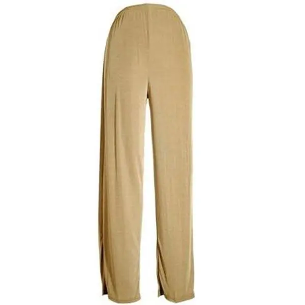 Jostar Taupe Maxi Pants for Women - Polyester Spandex Blend, Elastic Waist, Comfort Fit, All Seasons Slinky Bottoms, Short Sleeve Travel Wear