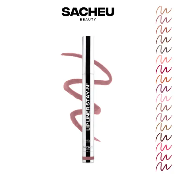 sacheu Lip Liner STAY-N - Peel-Off Lip Liner Stain - All Day & Night Lip Liner with Hyaluronic Acid & Vitamin E - Long Lasting Formula - 0.12 fl oz / 3.5 ml