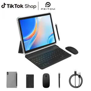 PRITOM 2026 Android 15 Tablet 12GB(4+8)RAM 64GB ROM With Bluetooth Audio DualCameras 2-in-1 Detachable Keyboard Set 10.1-inch Screen Perfect MothersDay Gift & Back-to-School Gift