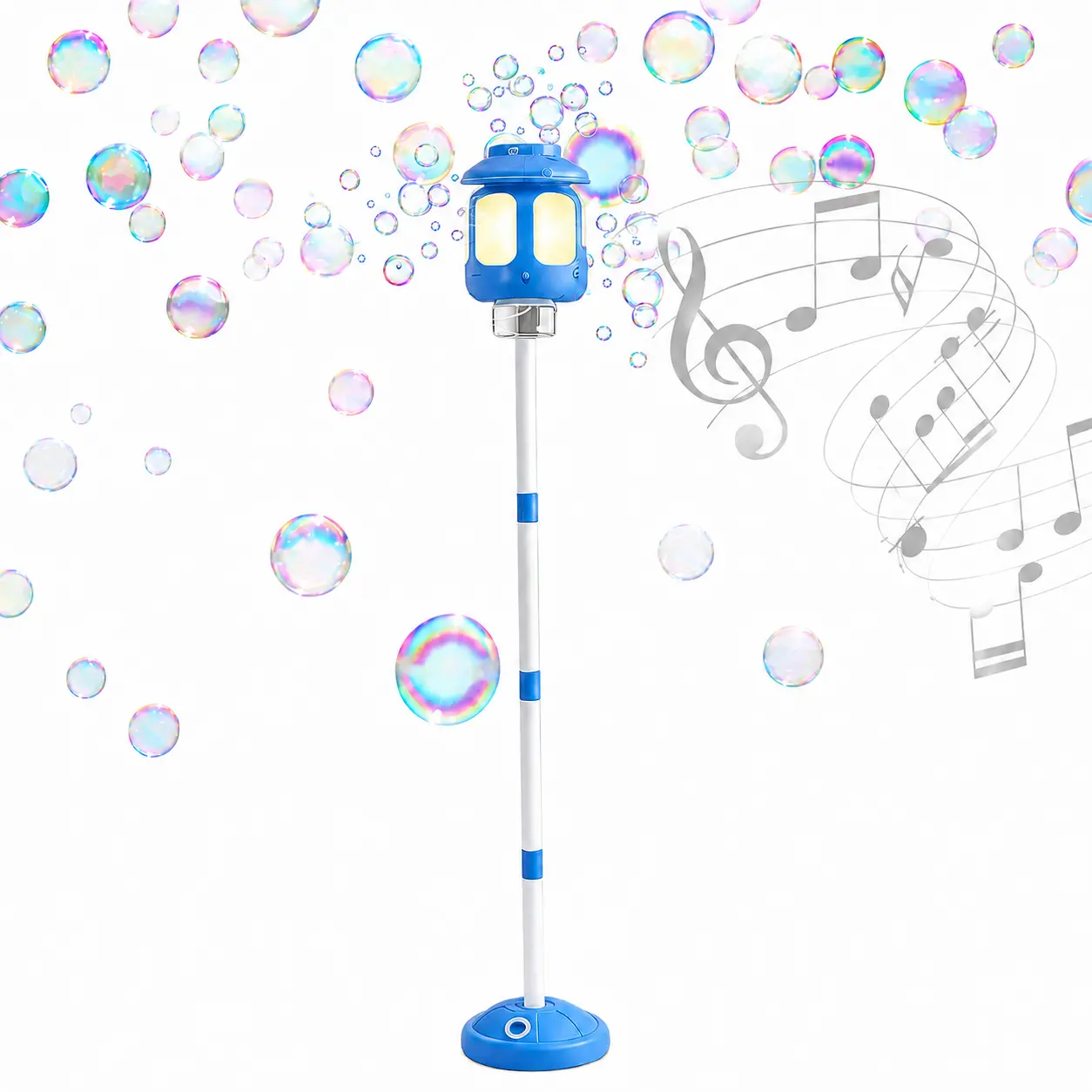 Skirfy Automatic Bubble Machine for Kids - Adjustable Height, AAA Batteries Powered, with Lights & Music - 10-12 Years Party, Wedding Summer Outdoor Toy