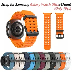 Replacement Band For Samsung Galaxy Watch 7 Ultra 47mm Strap Silicone Accessories Strap For Galaxy Watch 7 Ultra Watchband,Soft Silicone Sports Strap with adjustable buckle design, Smartwatch Strap