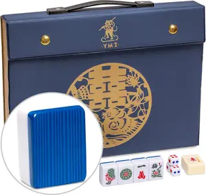 Yellow Mountain Imports "Royal Azure Chinese Mahjong Set with 146 Medium Tiles and Blue Vinyl Case - for Chinese Style Gameplay Only