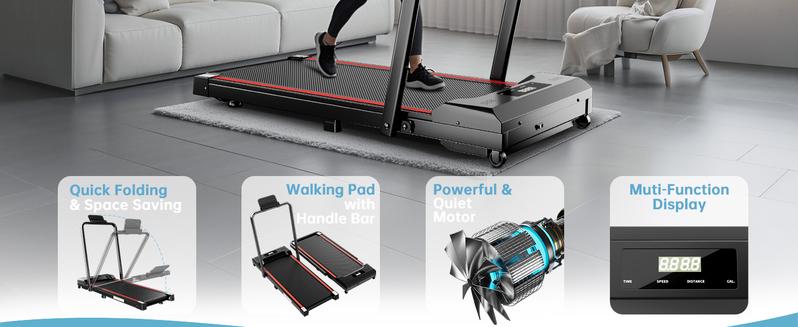 3.0 HP Under Desk Walking Pad Treadmill with Handle Bar- Portable Remote Control Treadmill with LED Display,Walking/Jogging/Running Machine for Home & Office