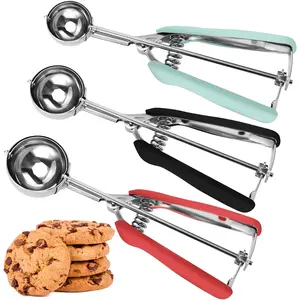 Scoop Set, Cookie Scoops for Baking Set of 3, Cookie Dough Scoop, 1 Tablespoon/ 2 Tablespoon/ 3 Tablespoon, Handle, For Cookie Cupcake Muffin Ice Cream Truffles
