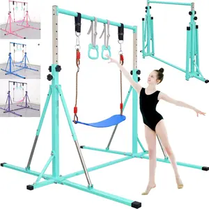 Foldable Gymnastics Bar,5FT Horizontal bar,Adjustable   bar for  Ages 3-15, Gymnastics bar,Triangle  Structure-Gym Equipment for
