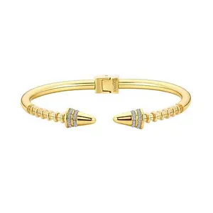 Stately Steel Stainless Steel CZ Arrow Cuff Bangle
