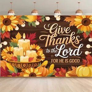 Thanksgiving Day of Harvest "Thank the Lord, for He is good." Background Banners - Ideal Thanksgiving Day Item, Party Decoration, Suitable For Home, Garden, Indoor & Outdoor Decoration Courtyard Anniversary Celebration And Photo Props