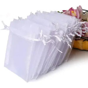 100PCS Premium Sheer Organza Bags, White Wedding Favor Bags, 4X4.72 Jewelry Gift Bags for Party, Jewelry, Christmas, Festival, Bathroom Soaps, Makeup Organza, Wrapping Supplie  No Brand