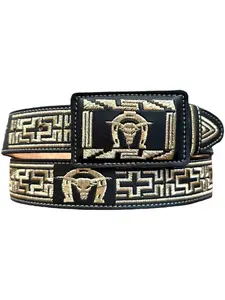 Cinto Vaquero Bordado Toro Western Style Embroidered Bull Cowboy Leather Belt