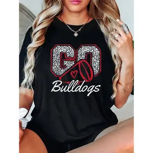 100% Cotton Go Cheer Bulldogs Sports Name Gifts Men Women Boy Girl T-Shirt