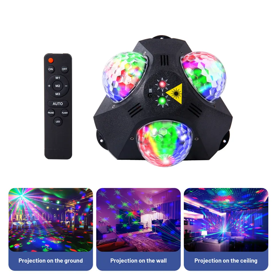 4 in 1 Disco Party Lights, 3 RGB Disco Lights+Red and Green Pattern Lamp Strobe Lights for Home Room Dance Parties Birthday Karaoke Halloween Christmas Wedding Show Club Decorations party light disco lights for parties outside laser beam light fathersdayg