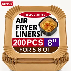 Air Fryer Liners Heavy-Duty Non-Stick Oil-Resistant Disposable Compostable  Parchment Paper for 5-8 QT Round Baking Roasting Microwave Oven Bakeware Utensils Wood Kitchen summervibes