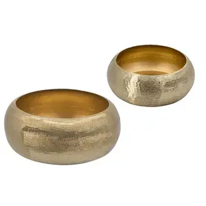 R. Nest Set of 2 Golden Metal Accent Bowls