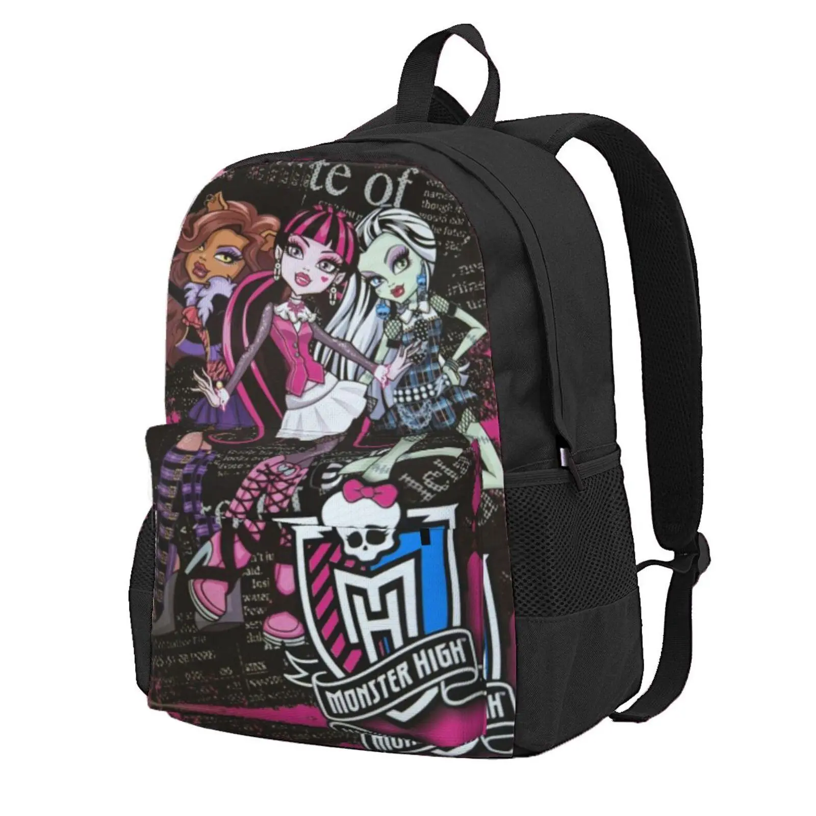 Cute Monster high Print Backpack for Women Monster high dolls Ergonomic Cushioned Laptop Daypack with Multiple Zipper Pockets,Monster high doll Lightweight Travel Bagpack, Ideal Gift for Birthday Christmas Day