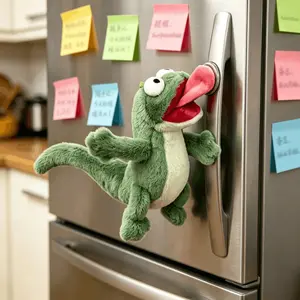 Magnetic Tongue Lizard Plush Toy Fun Wall Lizard Magnet Doll Cute Soft Cute Green Lizard Doll Explosive Interactive Toy for Children and Adults to Play with Stuffed Animal Interaction