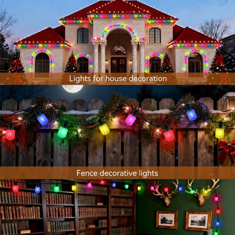 12 lights T40 LED multi-color sugar string light/white transparent string light - 25FT can be connected to outdoor waterproof party light, suitable for courtyard, backyard, festival, suitable for Easter, Valentine's Day, wedding anniversary and other fest