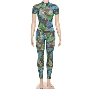Chubby tropical sheer bodycon jumpsuit.