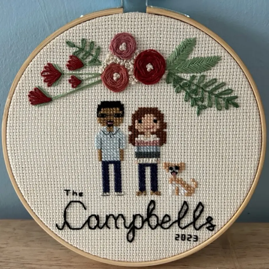 Custom Cross Stitch Family Portrait Handmade
