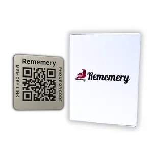 Rememery QR Code Legacy Plaque 2x2 Inch Weatherproof Aluminum for Outdoor Use with Scannable Code for Digital Memories